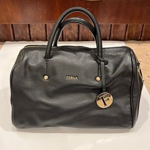 Furla leather black bag small duffle